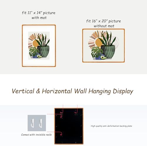 Recuerdos 16x20 Cherry Picture Frame, Matted to 11x14 with HD Plexiglass - Image 3
