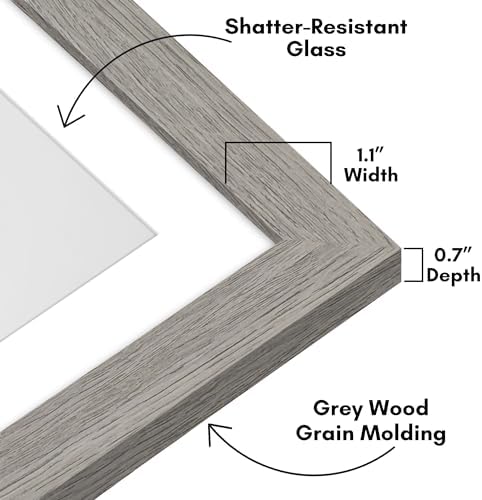 Americanflat 12x12 Picture Frame - Matted to 10x10 - Grey Wood - Image 3