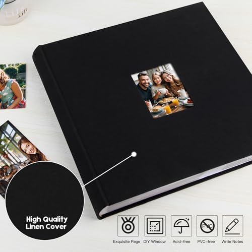 600 Pocket 4x6 Photo Album with Writing Space, Linen Cover, Black - Image 5