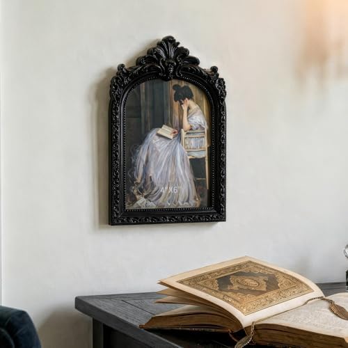Cuspin 4x6 Black Picture Frame Vintage Ornate Arched Gothic Photo Frame - Image 5