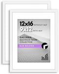 Americanflat 12x16 Picture Frame 2-Pack - Matted to 9x12 - White by Americanflat