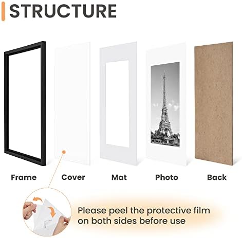 upsimples 10x14 Picture Frame Set of 5, Display Pictures 8.5x11 with Mat or 10x14 Without, Wall Gallery Poster Frames, Black - Image 3