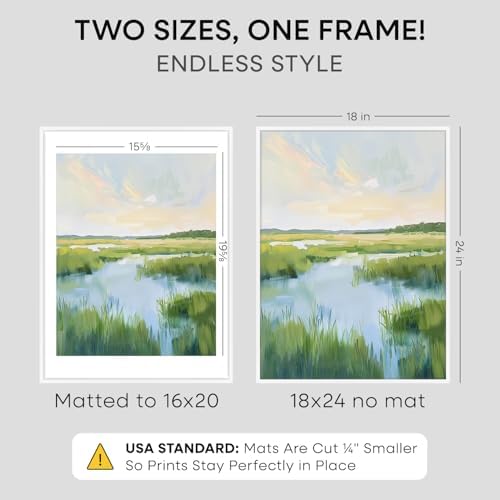 Homeforia 18x24 White Poster Frame, High-End Metal, 16x20 Mat, Glass - Image 3