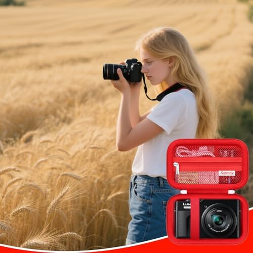 Camera Case for Panasonic LUMIX ZS99 / ZS300 Digital Camera, Red - Image 7