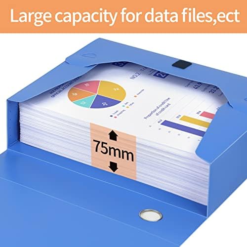 HUA JIE 4 Pack A4 Storage File Boxes Plastic Archives Cases with Lid,Blue - Image 2