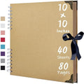 Scrapbook Album 10x10 Inch, Hardcover Kraft Paper Photo Album with 40 Sheets/80 Pages, Memory Book for Wedding, Anniversary, Christmas, Baby Shower, Ideal for Preserving Precious Moments by HoneyTolly