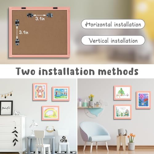 4 Pack 10x12.5 Front-Opening Kids Artwork Frames Changeable (Pink) - Image 2