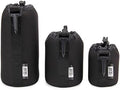 USA Gear FlexARMOR Protective Neoprene Lens Case Pouch Set 3-Pack - Small, Medium and Large Cases with Drawstring Opening, Attached Clip, Reinforced Belt Loop (Black) by USAGEAR