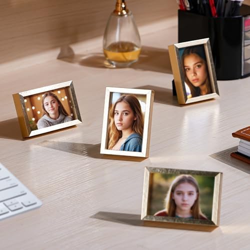 Small Picture Frame 2x3 6 Pack, Magnetic Photo Frames for Fridge and Tabletop Desk Decor, Cute Wallet Size Colored Picture Frames for School Locker, Family Baby Photo, Gold - Image 6