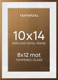 Homeforia 10x14 Bronze Picture Frame, High-End Metal, 8x12 Mat, Glass by Homeforia