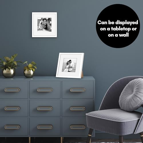 Americanflat 8x8 Picture Frame - Matted to 5x5 - Slim Molding - White - Image 4