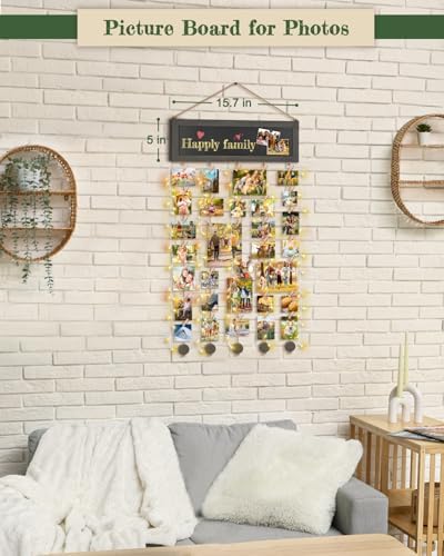 Bikoney Hanging Picture Frame Collage with Blackboard - Weathered Grey - Image 4