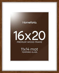 Homeforia 16x20 Brown Oak Picture Frame, High-End Wood, 11x14 Mat, Glass by Homeforia