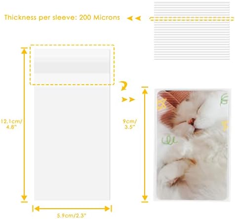 100 Packs Photocard Sleeves, 59 x 90 mm 200 Microns Kpop Clear Sleeves Idol Photo Cards Transparent Protector Trading Cards Shield Cover (Sealable) - Image 2