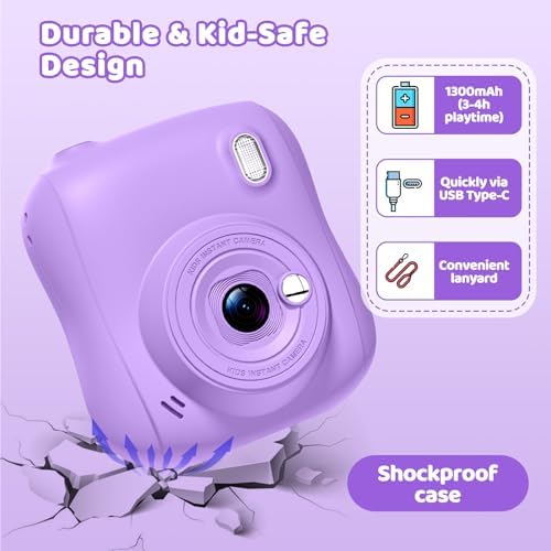 Instant Print Camera for Kids, Best 1080P HD Selfie Toy with 32GB SD Card - Image 4