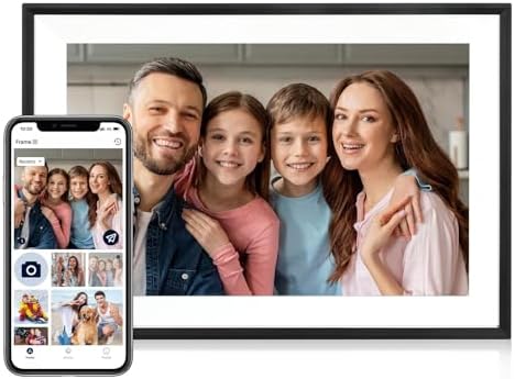 Digital Picture Frame, 10.1 Inch Picture Frame with 1280*800 HD IPS Touch Screen, Smart Digital Photo Frame Built-in 32GB Memory, Auto-Rotate Easy Setup to Share Photos or Videos via AiMOR APP (Black) by Unknown
