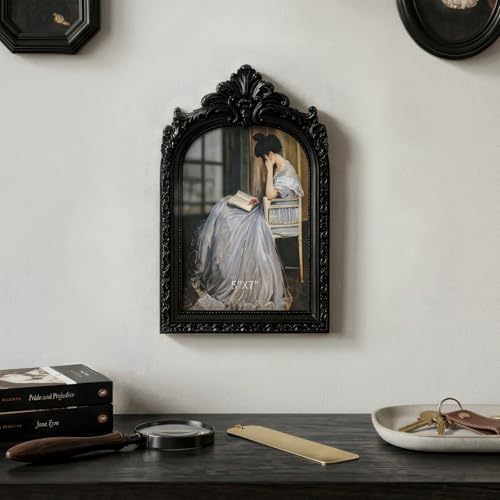 Cuspin 5x7 Black Picture Frame Vintage Ornate Arched Gothic Photo Frame - Image 3