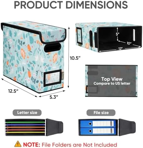 BALEINE File Organizer Box with Lid, Collapsible Hanging File Storage Box - Image 2