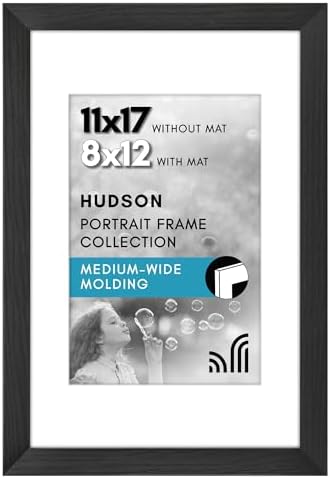 Americanflat 11x17 Picture Frame - Matted to 8x12 - Engineered Wood - Black by Americanflat