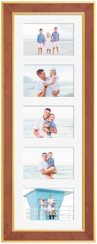Suede 8x24 Picture Frame Display 5 Opening Picture Frames Collage 4x6 Wall Decor with Mat,Multi Photo Frame for Plexiglass,Wall Decor,1Pack,Brown - Image 3