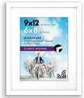 Americanflat 9x12 Picture Frame - Matted to 6x8 - Engineered Wood - White by Americanflat