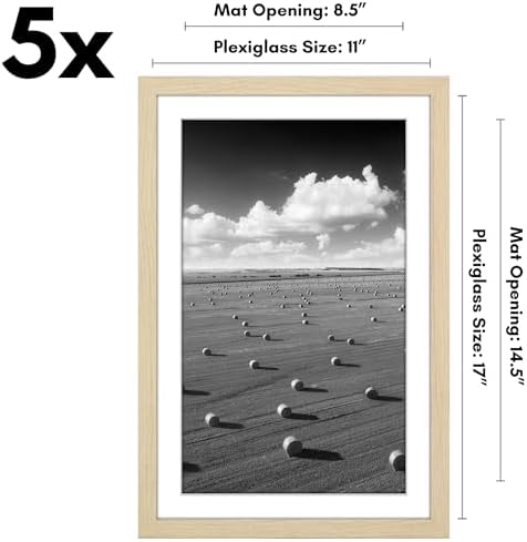 Americanflat 11x17 Picture Frame 5-Pack - Matted to 9x15 - Natural Oak - Image 2
