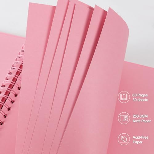 RECUTMS 8x8 Scrapbook DIY Photo Album 60 Pages Kraft Paper Memory Book Pink - Image 5