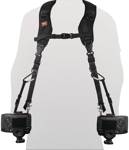Camera Strap Double Shoulder Camera Strap Harness Quick Release Adjustable Dual Camera Tether Strap with Safety Tether and Lens Cleaning Cloth for DSLR SLR Camera by ztowoto