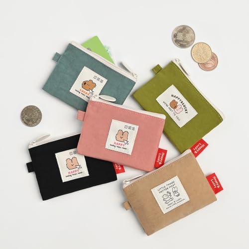 Monolike Happy and Lucky Card Case, Black - Small Nylon Pouch, Portable Keychain Coin Purse, Waterproof Card Sleeve, Compact Daily Organizer Case - Image 5