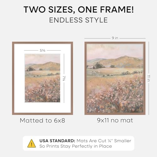 Homeforia 9x11 Mocha Picture Frame, High-End Metal, 6x8 Mat, Glass - Image 2