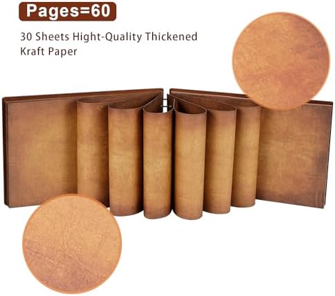 Our Adventure Book 11.9 * 7.6 Inch Scrapbook Photo Album, Retro 3D Wooden Travelling Diary JournalScrap Book For Couples Memory Book ForAnniversary Wedding,Vintage Guestbook,Valentine's Day Gift - Image 5