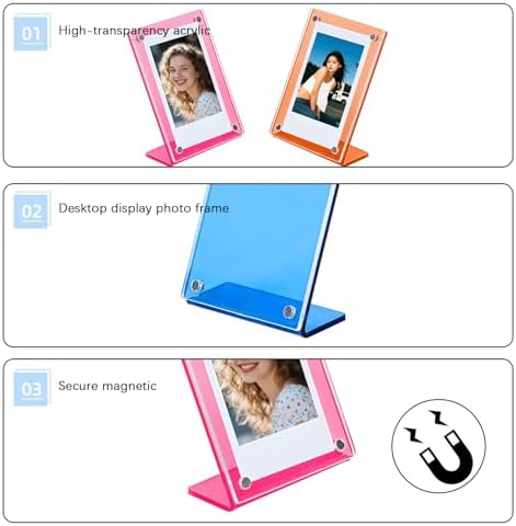 4 Pack Mini Acrylic Picture Frames 2x3 Desk Display Frame for 2.1x3.4 Instant Films, Wallet Size Photo Frame Holder for Polaroid Instax Mini and Similar 3-Inch Film - Image 5