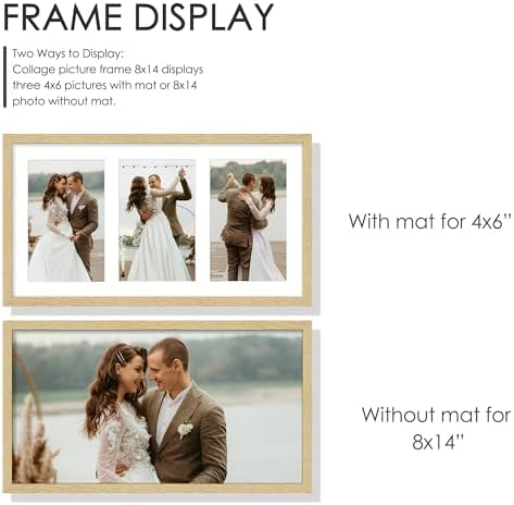 DUENPY 8x14 Solid Wood Collage Frame For 3 4x6 Photos - Image 4