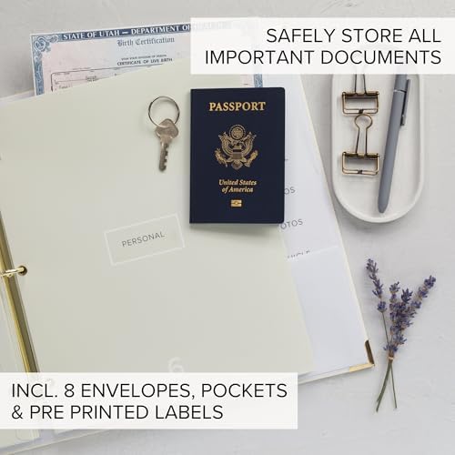 Important Document Organizer Set with Folders - Complete Linen Ring Binder - Image 3