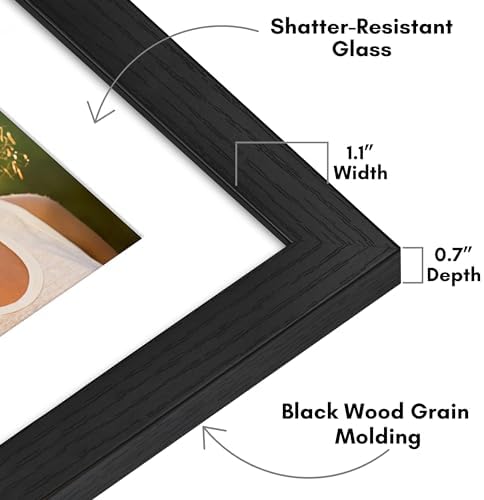 Americanflat 9x11 Picture Frame - Matted to 6x8 - Engineered Wood - Black - Image 3