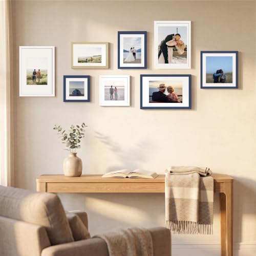 8x8 Picture Frame Set of 4 with Real Glass, Wall & Tabletop Display - Image 7