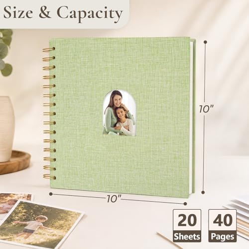 Vienrose Scrapbook Album,40 Pages,10x10 Inch,Grass Green - Image 2