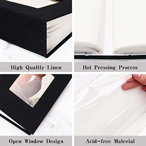 Vienrose 4x6 Photo Album,100 Pockets,Linen Cover with Window,Black - Image 5