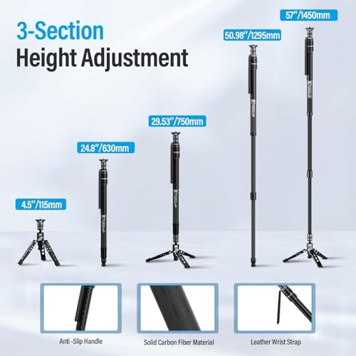 SIRUI SVM-145 Carbon Fiber Rapid Monopod, One-Step Height Adjust, 57" - Image 6