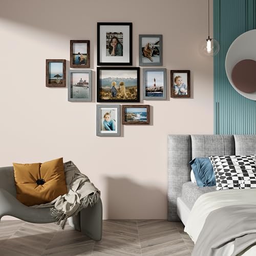 Vittanly 10 Pack Gallery Wall Frame Set, Black, Brown, Grey - Image 3