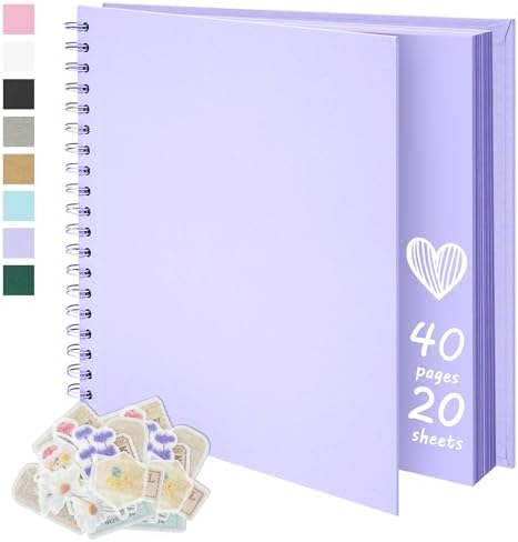 DIY Scrapbook Photo Album,40 Pages,7x7 Inch,Light Purple by Remowith