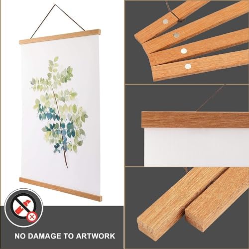 WITCOLOR 25x17 25x36 25x25 Poster Frame, Magnetic Light Wood Wooden Frame Hanger for Photo Picture Canvas Artwork Art Print Wall Hanging (1 Pack, 25", Teak Wood) - Image 3