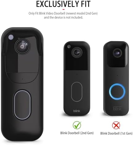 Silicone Skin Case for Blink Video Doorbell (2nd Gen) - Weatherproof Silicone Protective Cover with Brim for All-New Blink Doorbell Camera 2025 Full Protection (Black) - Image 2