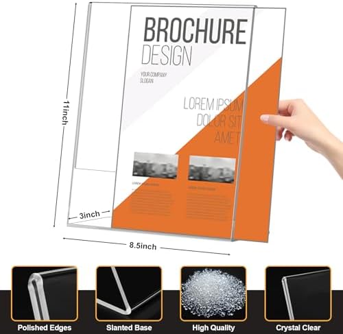 13 Pack Acrylic Sign Holder 8.5x11, L-Shape Clear Plastic Display Stands for Tabletop, Slanted Back Menu Flyer Paper Photo Picture Frame Display Stand for Restaurants Office Store Show Fair - Image 2