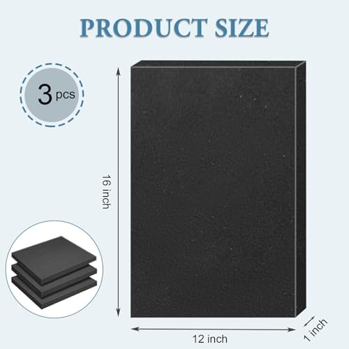 Black Polyurethane Foam Inserts for Cases, 3 Pcs 16 x 12 x 1 Inch, Cuttable Packing Padding for Tool Box, Camera, Crafts and Storage - Image 2