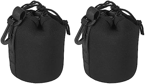 PATIKIL Camera Lens Bag, 2 Pcs 3.3" IDx5.5 H Drawstring Lens Pouch with Thick Protective Neoprene, Lens Case for DSLR Camera Lens, Water Coffee Cups Black by PATIKIL
