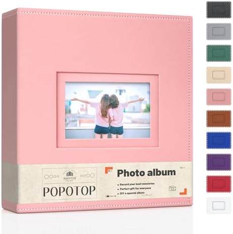 Popotop 4x6 Photo Album Holds 300 Pictures, Vegan Leather Hardcover by Popotop