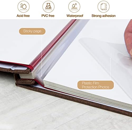 potricher Large Self Adhesive Photo Album 80 Pages, Linen cover, Brown - Image 4