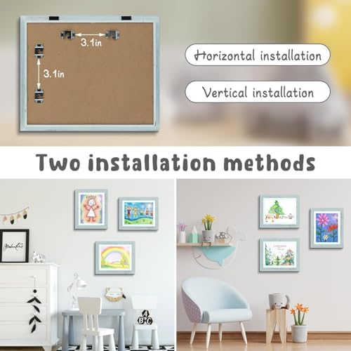 2 Pack 10x12.5 Front-Opening Kids Artwork Frames Changeable (Teal Blue) - Image 2