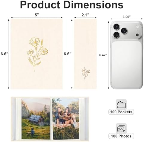 Holoary Photo Album 4x6 100 Photos, 100 Pockets 4”x6” Picture Album, Linen Fabric Cover Picture Book for Photos, 4x6 Photo Albums for Family Weddings Travel Memories(Beige) - Image 2